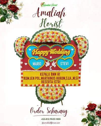 Karangan Papan Bunga Pernikahan di Buaran Jati